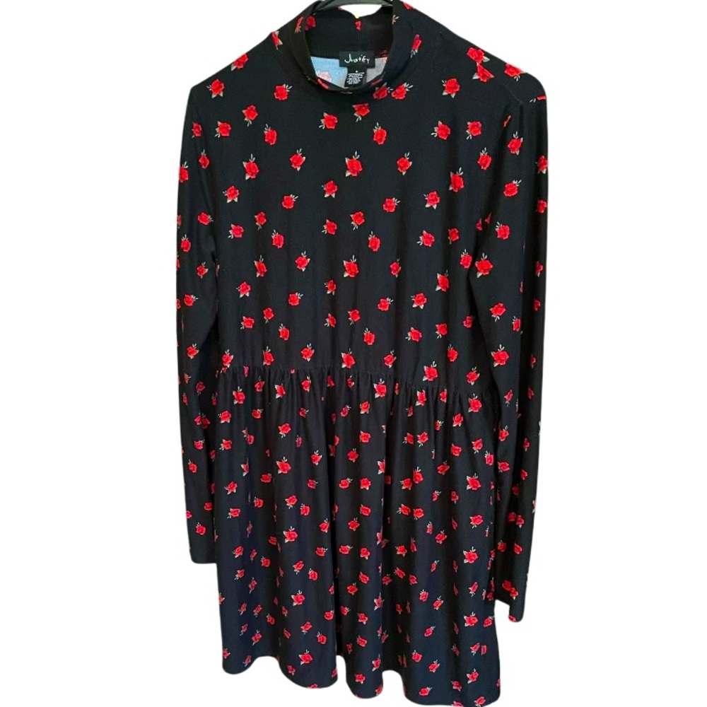 Long Sleeve Floral Roses Dress M